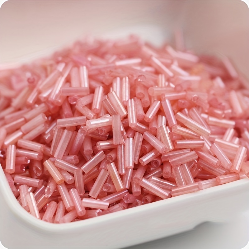 360pcs Cream Colored Glass Tube Beads for DIY Jewelry Making